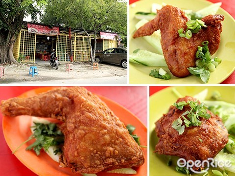 fried chicken, segambut chicken rice